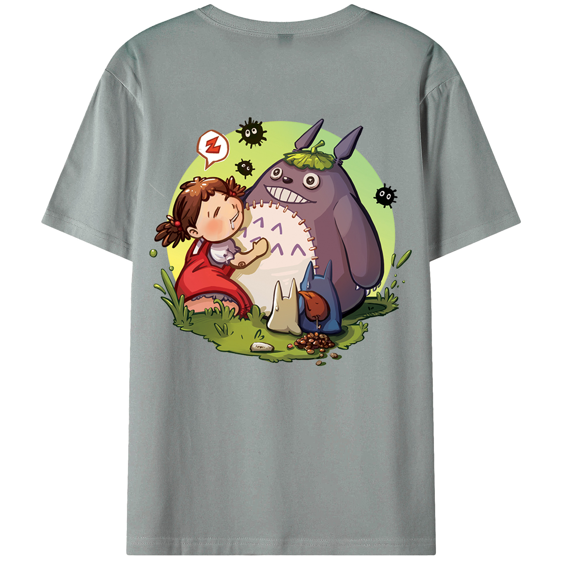 （画像用） となりのトトロ 草壁メイ 草壁サツキ My Neighbor Totoro Satsuki Kusakabe Mei Kusakabe 綿100％ メンズ半袖Tシャツ（バックプリント） 通気性